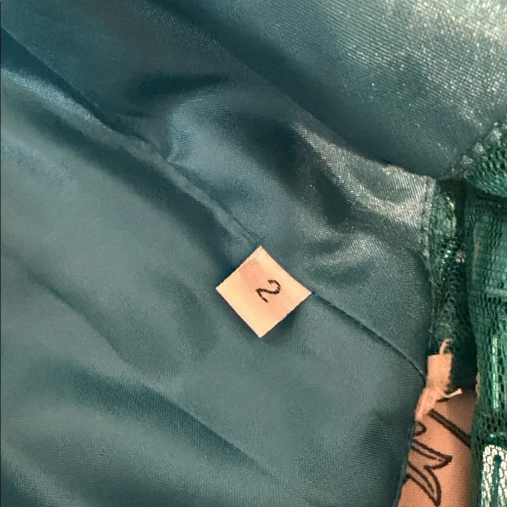 Sherri Hill 2piece teal formal dress w/ beaded top (read description for flaws!) - Picture 15 of 16
